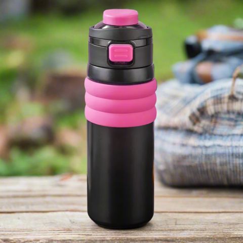 Gourde isotherme Lyanna_rose et noire