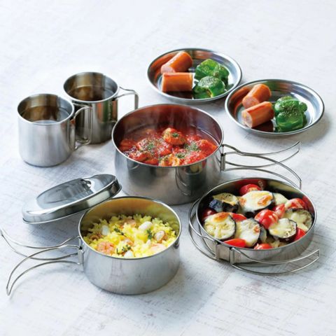 batterie de cuisine en inox-Cuisine Nomade_Inox-8_8 pieces