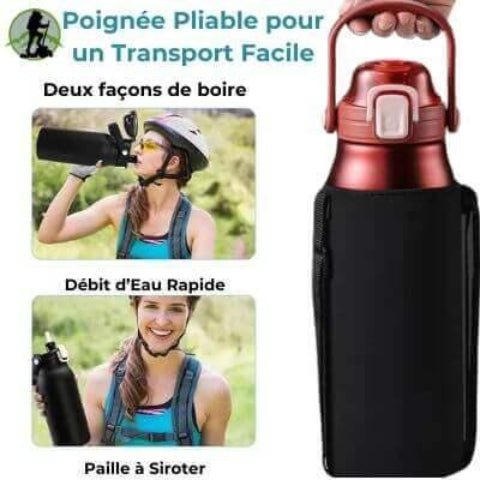gourde inox Inox Run_ Rubis_Rubis transport facile